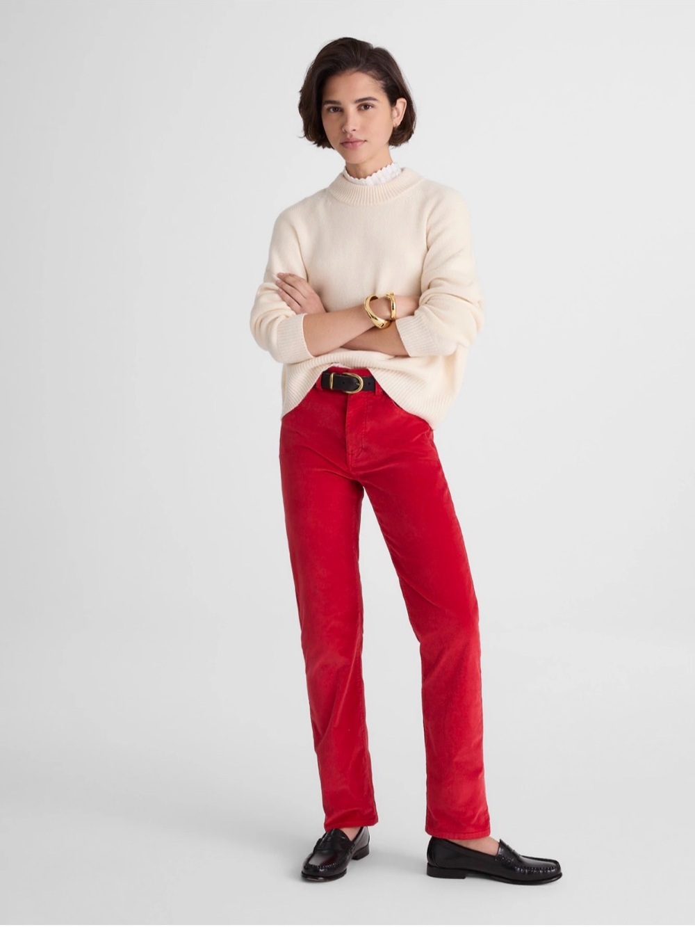 Madewell The Longline Straight Pant Velvet Crimson Comfort Stretch Size 32 NWT